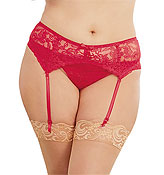 Dreamgirl 8735X Hot Pink Plus Size Scalloped Lace Garter Belt
